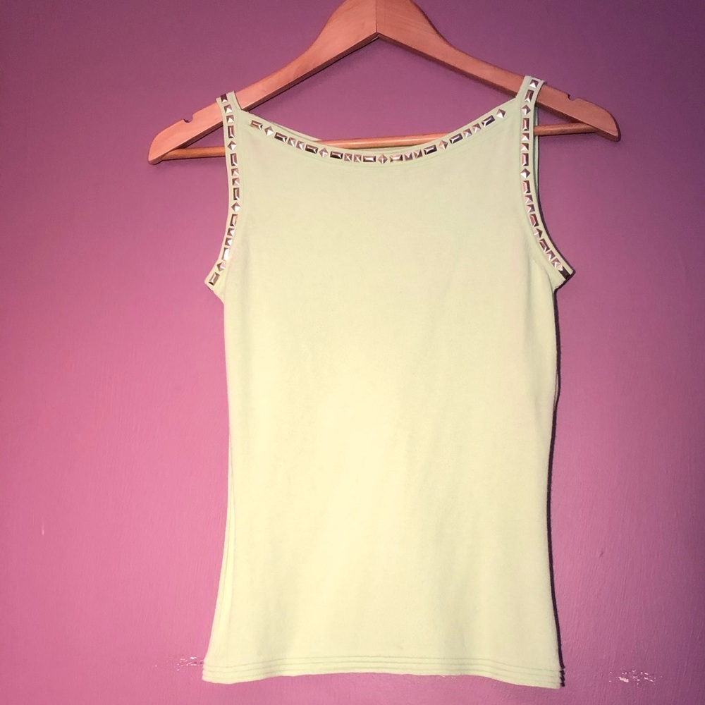 VERSACE MINT GREEN TANK studded neck line xs